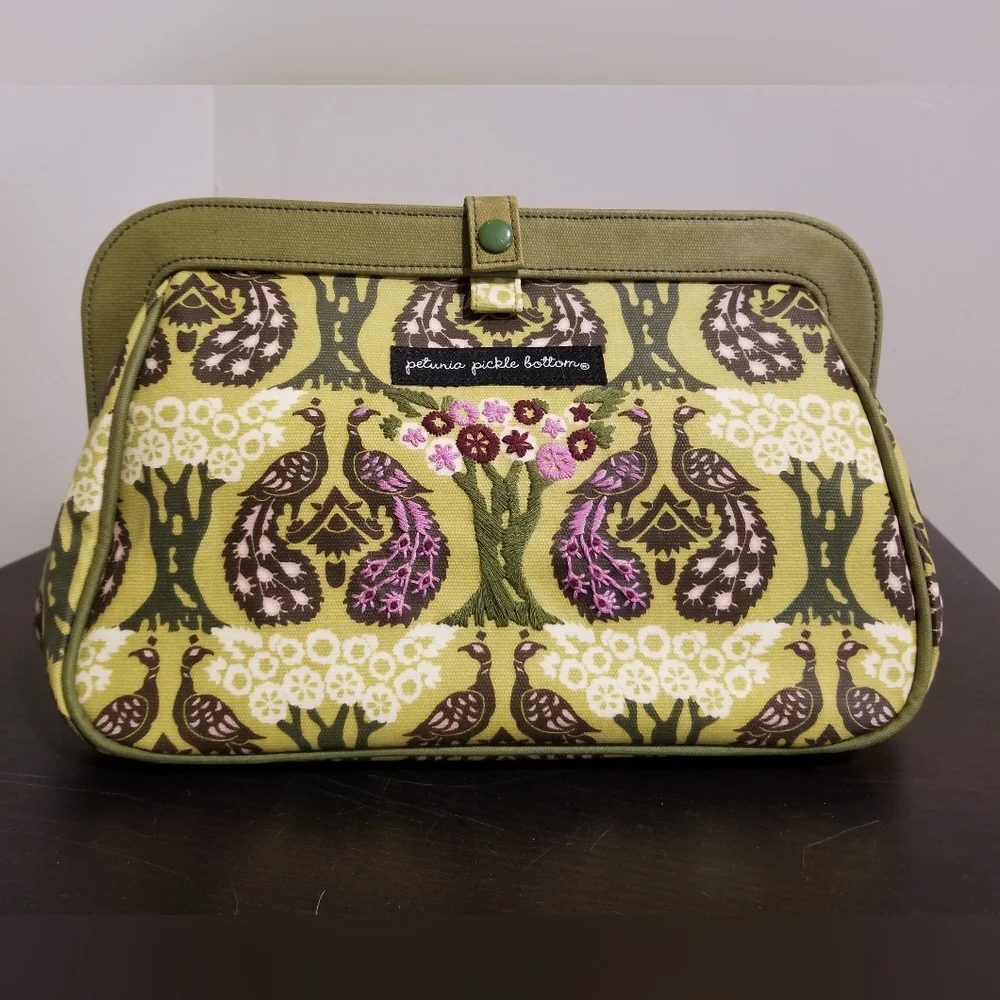 Petunia Pickle Bottom Green Purple Peacock Baby Diaper Bag Ornate Design New